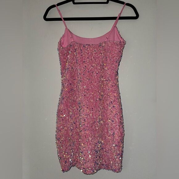 Lucy in the Sky Iridescent Sequin BodyCon Dress in Pink Size Small - Picture 6 of 9